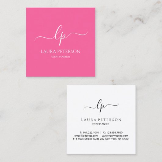 Elegant en eenvoudig handgeschreven script kalligr vierkante visitekaartje (Voorkant / Achterkant)