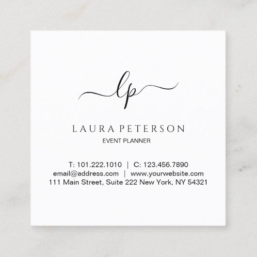 Elegant en eenvoudig handgeschreven script kalligr vierkante visitekaartje (Achterkant)