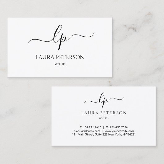 Elegant en eenvoudig handgeschreven script kalligr visitekaartje (Voorkant / Achterkant)