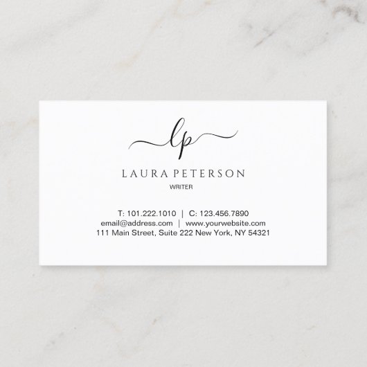 Elegant en eenvoudig handgeschreven script kalligr visitekaartje (Achterkant)