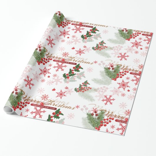 Elegant en eenvoudig kerstpatroon cadeaupapier (Uitgerold)