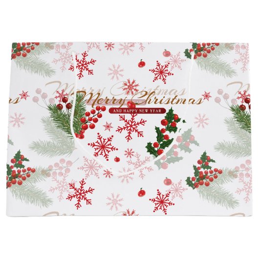 Elegant en eenvoudig kerstpatroon large cadeautasje (Voorkant)