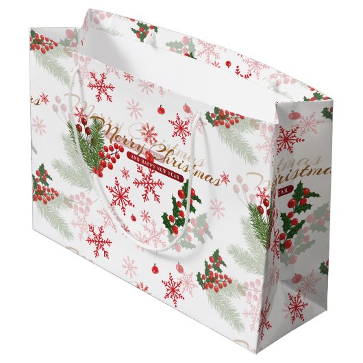 Elegant en eenvoudig kerstpatroon large cadeautasje (Achterkant Gekanteld)