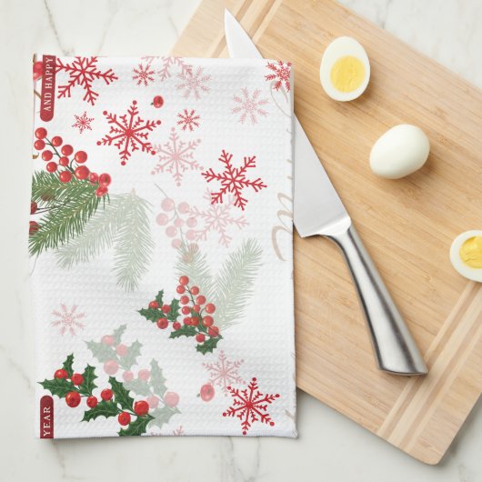 Elegant en eenvoudig kerstpatroon theedoek (Quarter Fold)