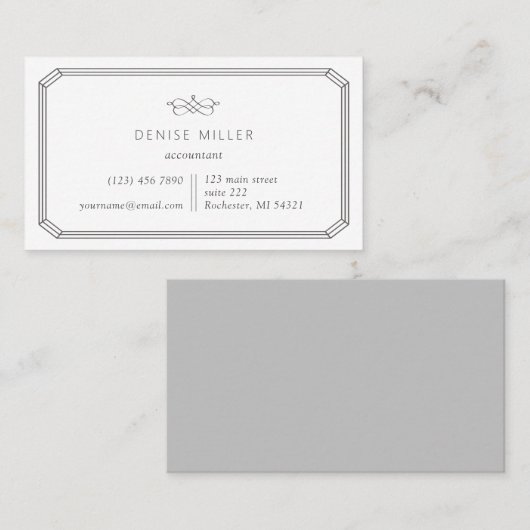 Elegant en eenvoudig klassiek lijst visitekaartje (Voorkant / Achterkant)