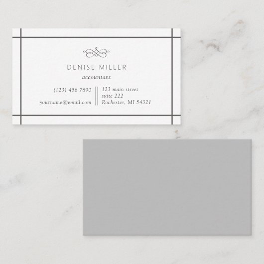 Elegant en eenvoudig klassiek lijst visitekaartje (Voorkant / Achterkant)