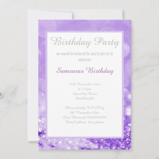 ELEGANT EN EENVOUDIG LAVENDER BOKEH BIRTHDAG KAART (Voorkant)