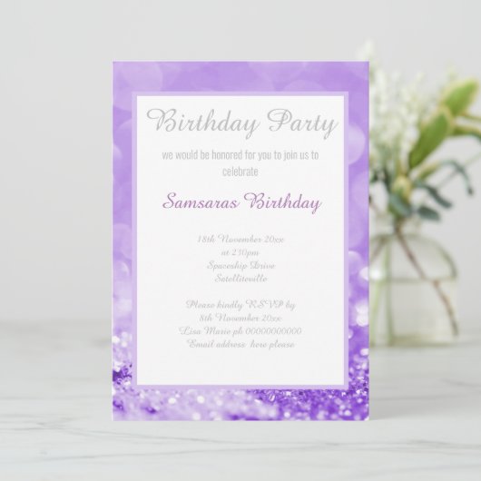 ELEGANT EN EENVOUDIG LAVENDER BOKEH BIRTHDAG KAART (Staand voorkant)