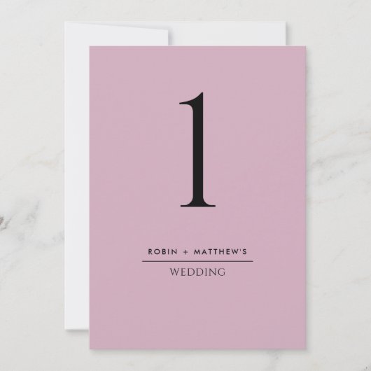 Elegant en Eenvoudig Mauve Table Number (Voorkant)