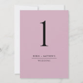 Elegant en Eenvoudig Mauve Table Number (Achterkant)