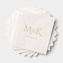 Elegant en Eenvoudig Trouwmonogram Folie Servetten