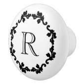Elegant en eenvoudig zwart-wit monogram keramische knop (Rechts)