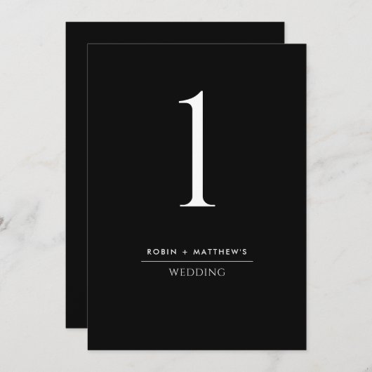 Elegant en eenvoudig zwart-wit tabelnummer (Voorkant / Achterkant)