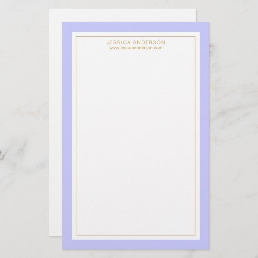 Elegant en Feminine Periwinkle Gold, op maat gesne Briefpapier (Voorkant / Achterkant)