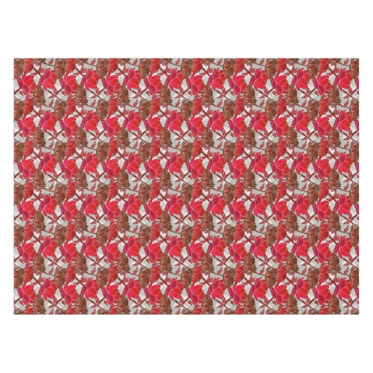 Elegant en Feminine Red Flowers Tafelkleed (Voorkant (Horizontaal))