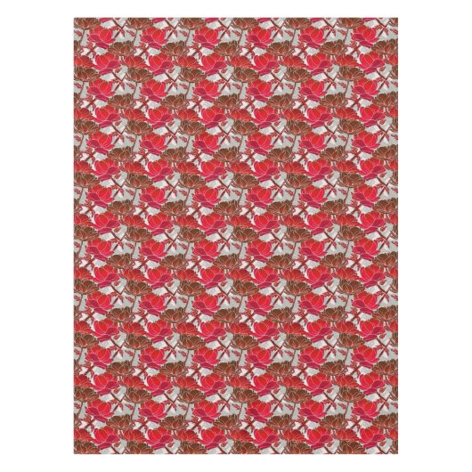 Elegant en Feminine Red Flowers Tafelkleed (Voorkant)