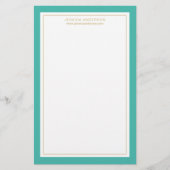 Elegant en Feminine Turquoise Gold , op maat gesne Briefpapier (Voorkant)