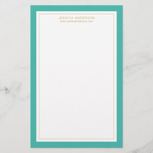 Elegant en Feminine Turquoise Gold , op maat gesne Briefpapier (Voorkant)