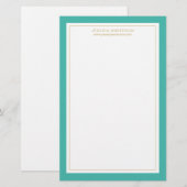 Elegant en Feminine Turquoise Gold , op maat gesne Briefpapier (Voorkant / Achterkant)