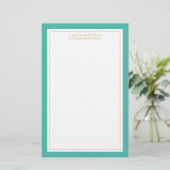 Elegant en Feminine Turquoise Gold , op maat gesne Briefpapier (Staand voorkant)