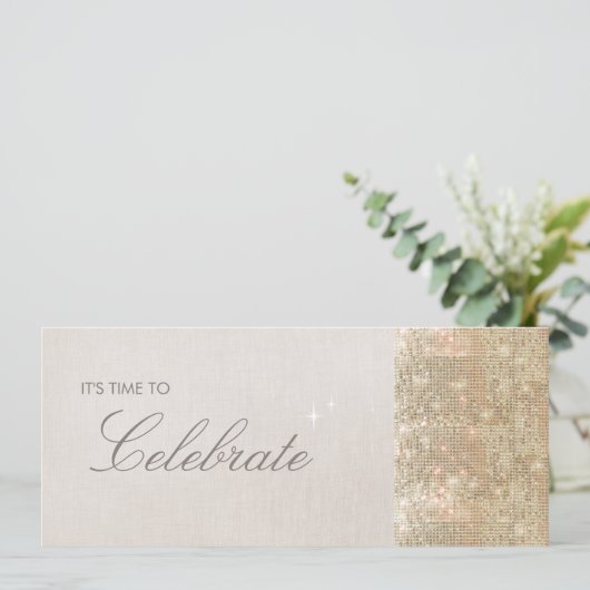 Elegant en Festivale Glitterende Gouden Pailletten Kaart (Staand voorkant)