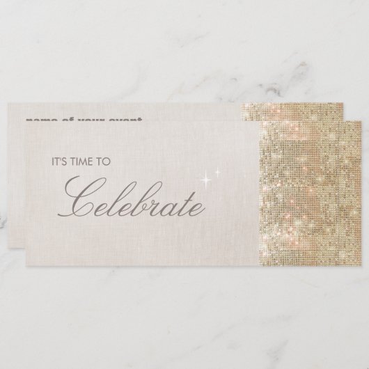 Elegant en Festivale Glitterende Gouden Pailletten Kaart (Voorkant / Achterkant)