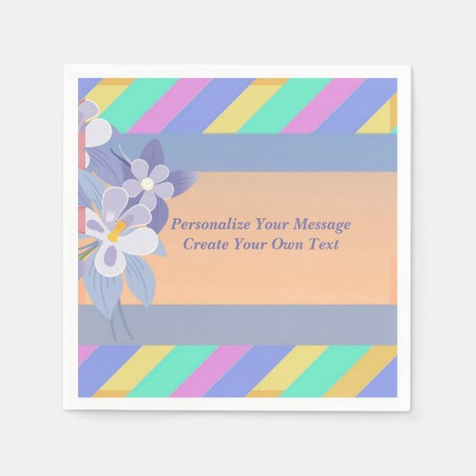 Elegant en  Floral Pastel Stripes personaliseren Servet (Voorkant)