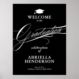 Elegant en formeel script afstudeerwelkom poster