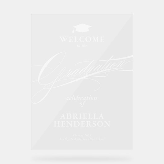 Elegant en formeel script Afstuderen Acryl Bord (Voorkant)
