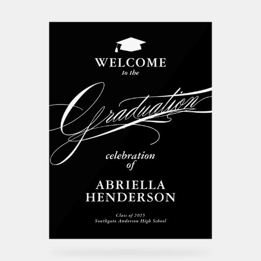 Elegant en formeel script Afstuderen Acryl Bord (Voorkant)