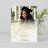 Elegant en formeel Script Afstuderen Folie Uitnodiging (Staand Voorkant)