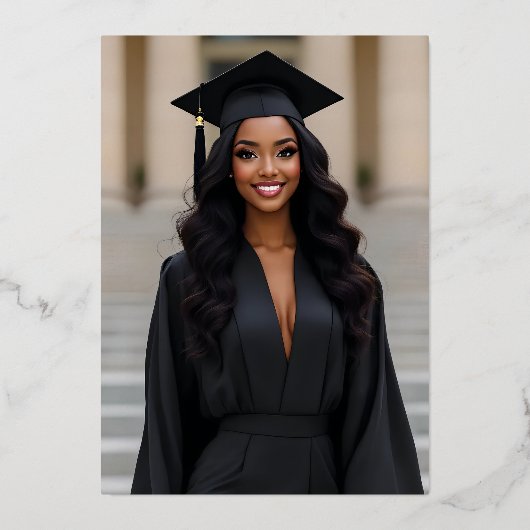 Elegant en formeel Script Afstuderen Folie Uitnodiging (Achterkant)