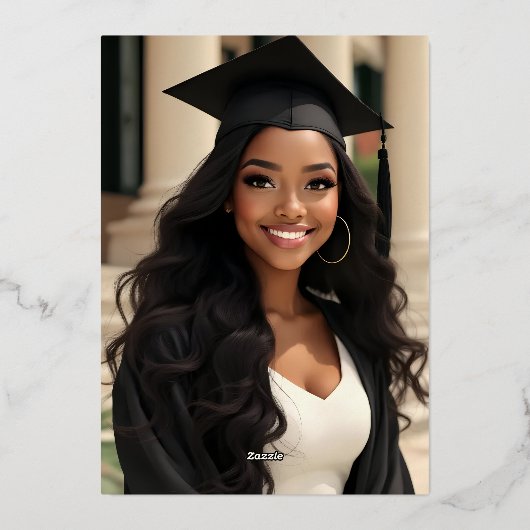 Elegant en formeel script Afstuderen Folie Uitnodiging (Achterkant)