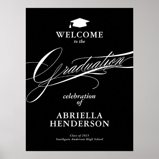 Elegant en formeel Script Afstuderen Welkom Poster (Voorkant)