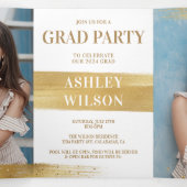 Elegant en Fun Gold Afstuderen drivovoudige uitnod Drieluik Programma (Binnenkant midden)