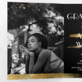 Elegant en Fun Gold Afstuderen drivovoudige uitnod Drieluik Programma (Binnenzijde eerst)