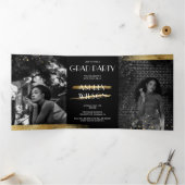 Elegant en Fun Gold Afstuderen drivovoudige uitnod Drieluik Programma (Binnen)