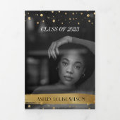 Elegant en Fun Gold Afstuderen drivovoudige uitnod Drieluik Programma (Cover)