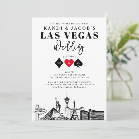 Elegant en Fun Las Vegas Wedding Kaart (Staand voorkant)
