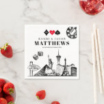 Elegant en Fun Las Vegas Wedding Servet<br><div class="desc">Viel je speciale dag met die Las Vegas trouwluiers! Met illustraties van de iconische Las Vegas Strip, is deze uitnodiging zeker om indruk te maken op uw gasten. Het elegante ontwerp zal je trouwdag nog meer speciaal maken. De luiers bevatten een subtiel kleurenpalet en een tekenfilm om het echt die...</div>