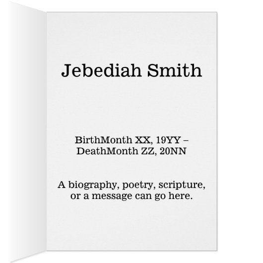 Elegant en Gepersonaliseerd Funeral Service Kaart, (Binnen (Rechts))