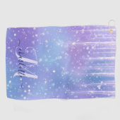 Elegant en Glitzy Paars Golfhanddoek (Horizontaal)