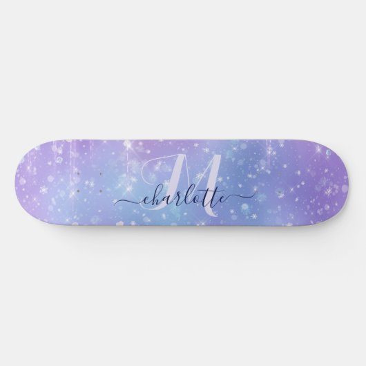 Elegant en Glitzy Paars Persoonlijk Skateboard (Horizontaal)