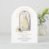 Elegant en grillig geel jurkje Afstuderen Kaart (Staand voorkant)