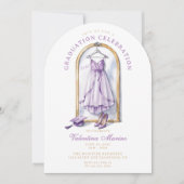 Elegant en grillig Paarse jurk Afstuderen Kaart (Voorkant)