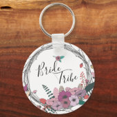 Elegant en hedendaagse bloembridendrib sleutelhanger (Voorkant)