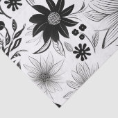 Elegant en ingewikkeld zwart-wit bloempatroon tissuepapier (Detail)