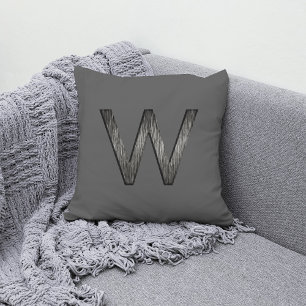 Elegant en Klasse Persoonlijk Monogram in Grijs Zw Kussen