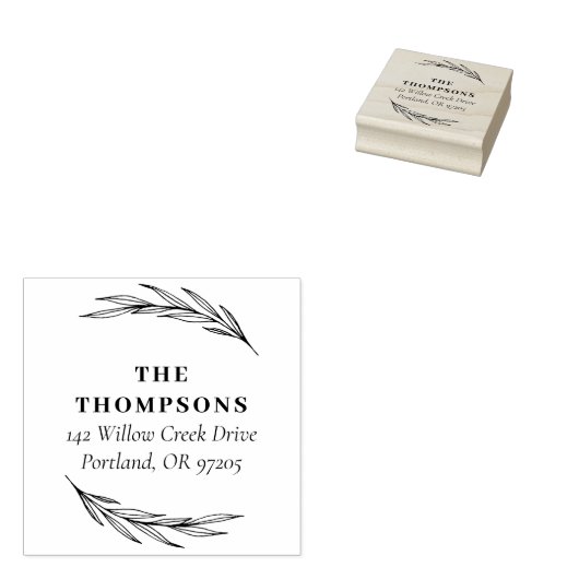 Elegant en klassiek botanisch retouradres rubberstempel (Gestempeld)