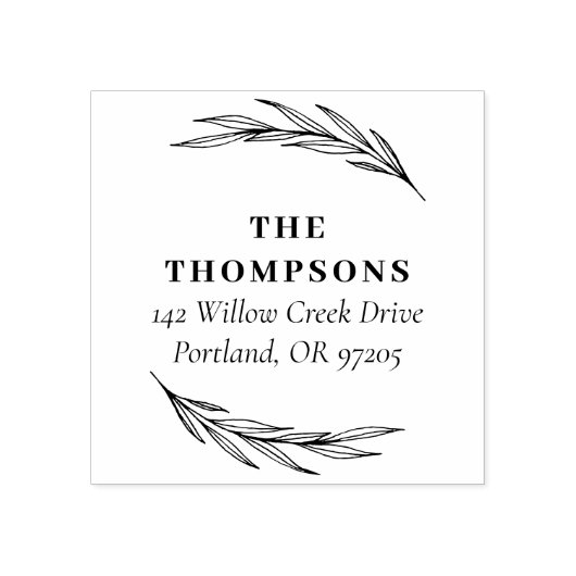 Elegant en klassiek botanisch retouradres rubberstempel (Afrduk)